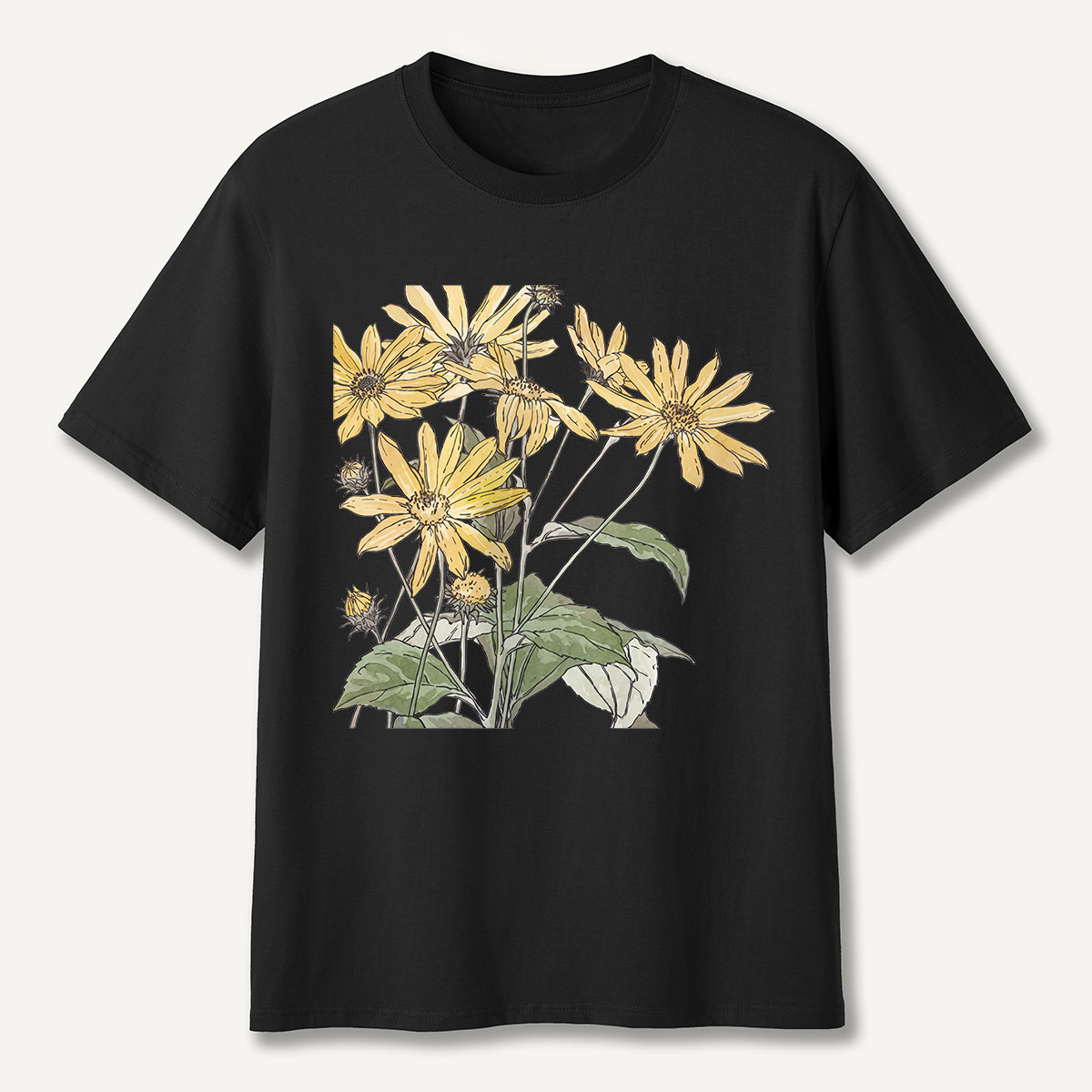 Yellow Wildflowers Botanical Illustration T-Shirt