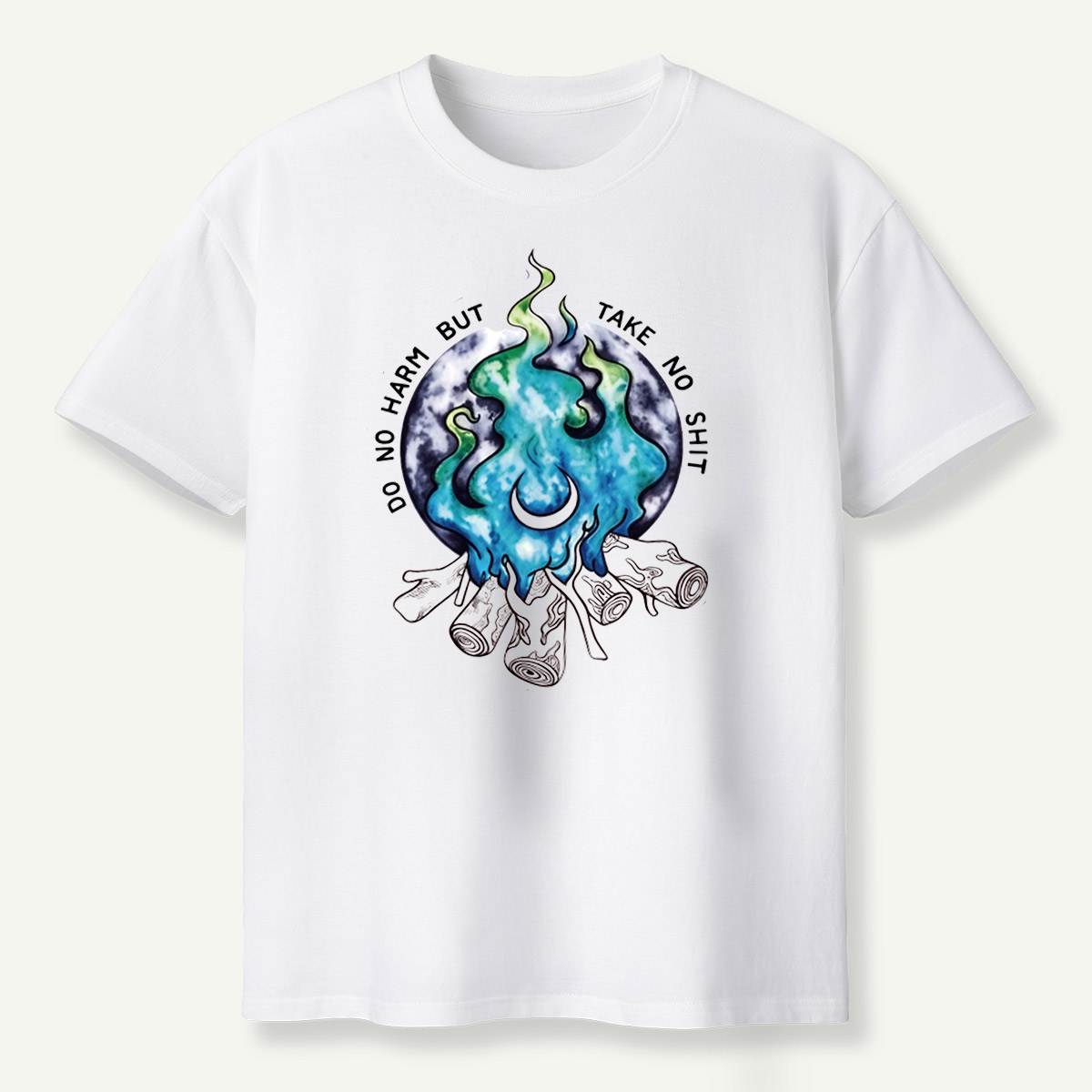 Do No Harm But Take No Shit Moon Flame Campfire T-Shirt