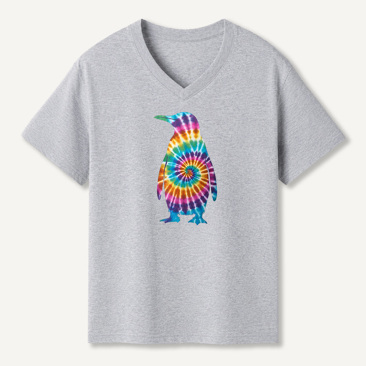 Tie Dye Penguin Retro Swirl V-neck T-Shirt