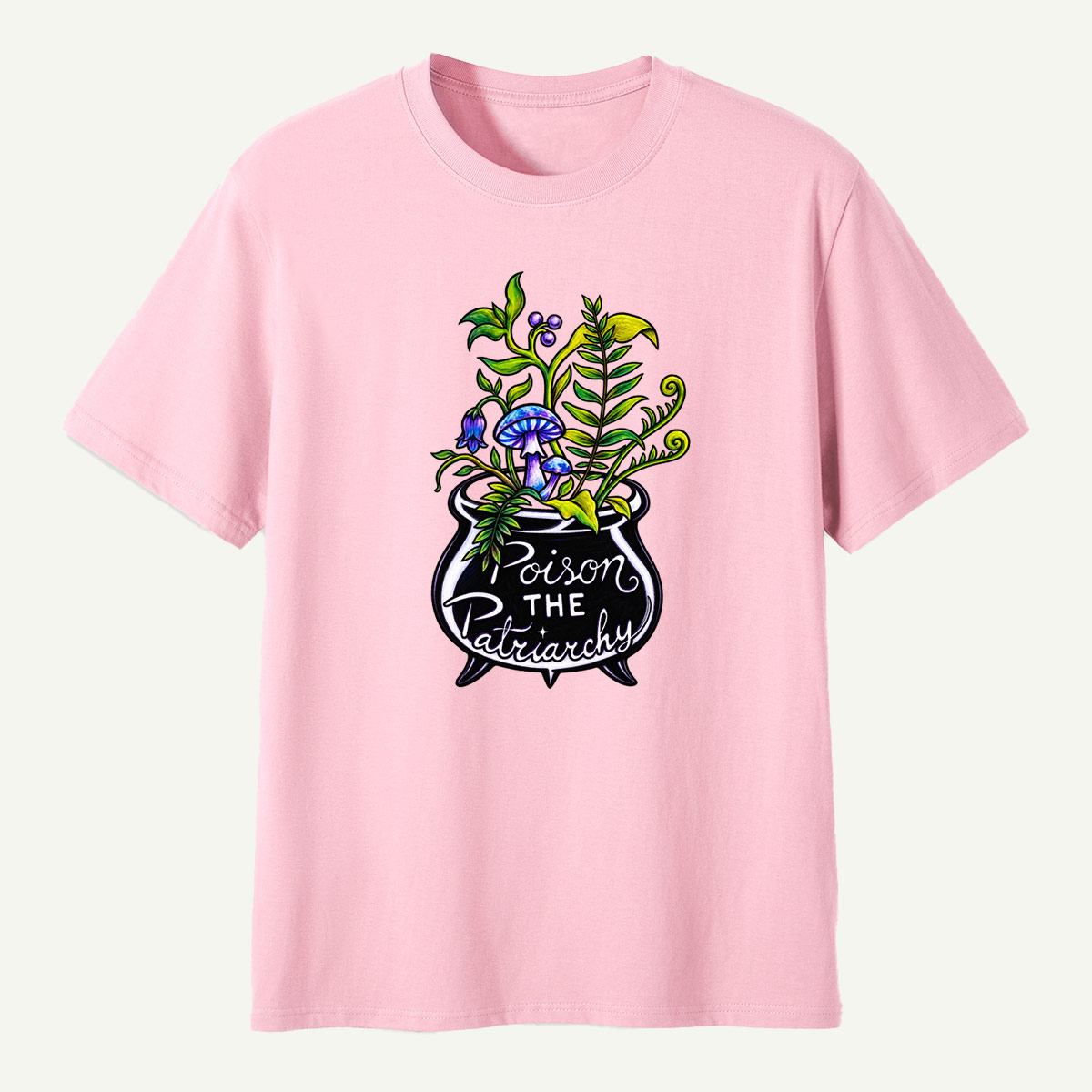 Poison The Patriarchy Mushroom Cauldron Botanical Potion T-Shirt