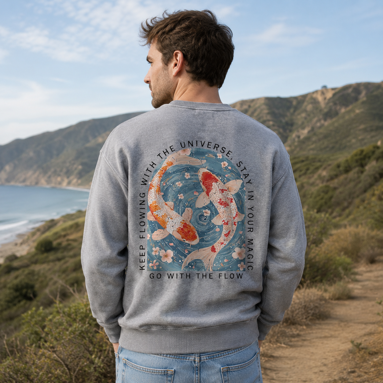 Go With the Koi Flow Washed Sweatshirts