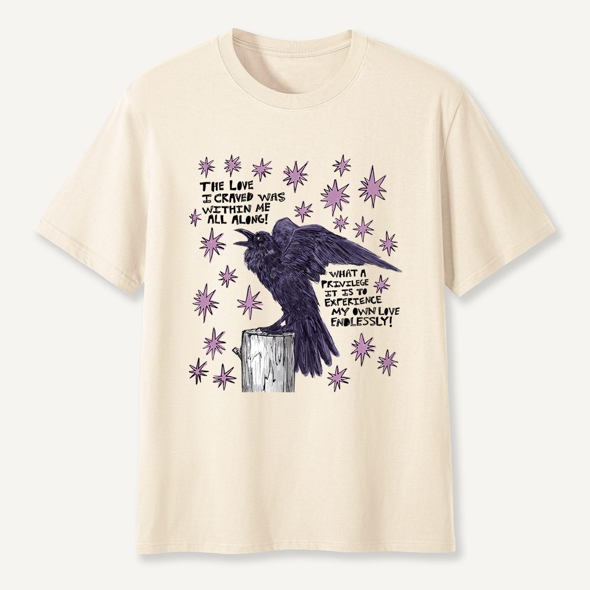 Cosmic Crow Self‑Love Quote T-Shirt