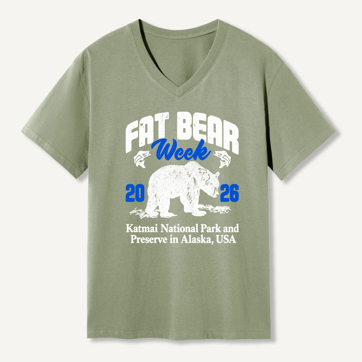 Fat Bear Week 2026 Katmai Brown Bear Vintage Graphic V-neck T-Shirt