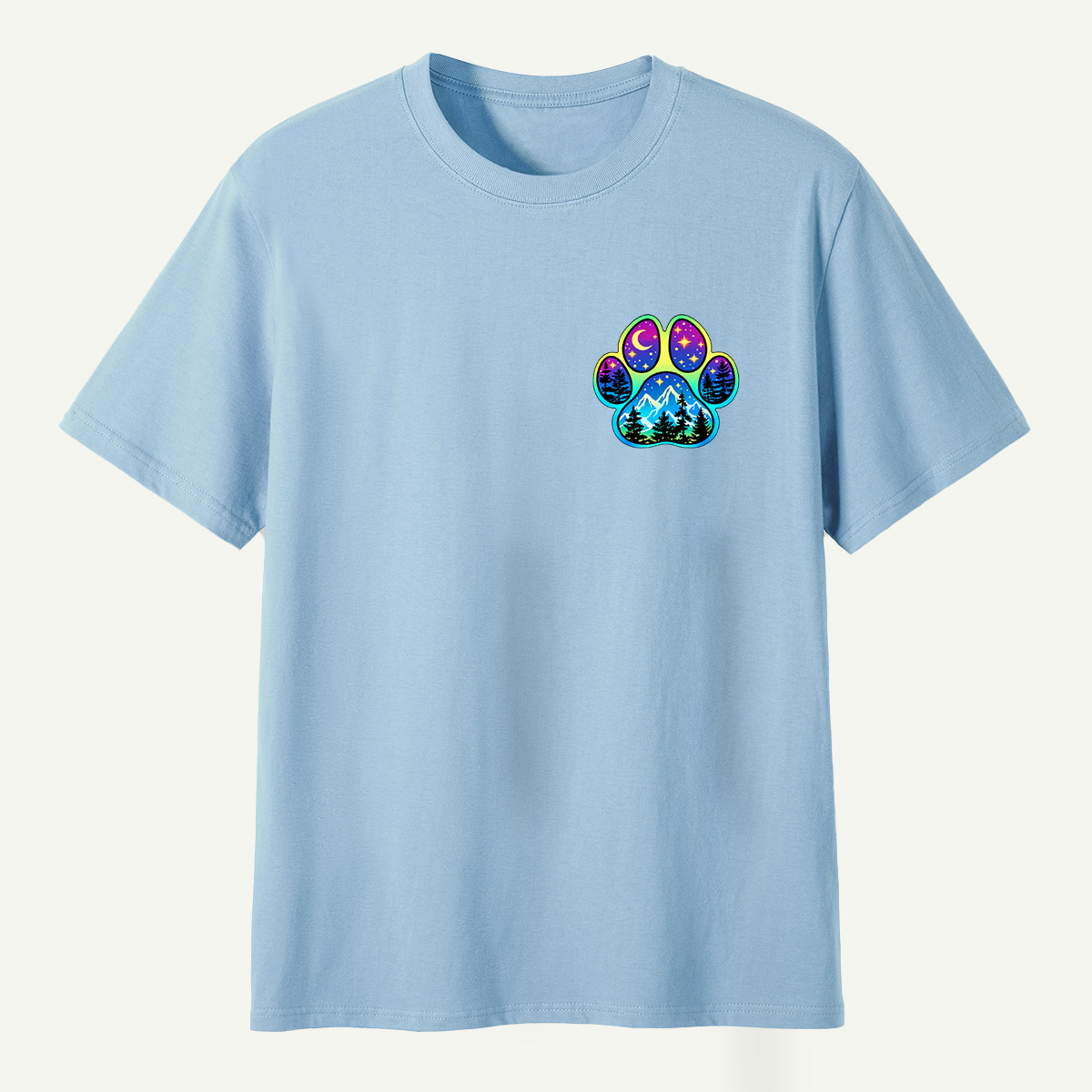 Celestial Mountain Forest Paw Print T-Shirt