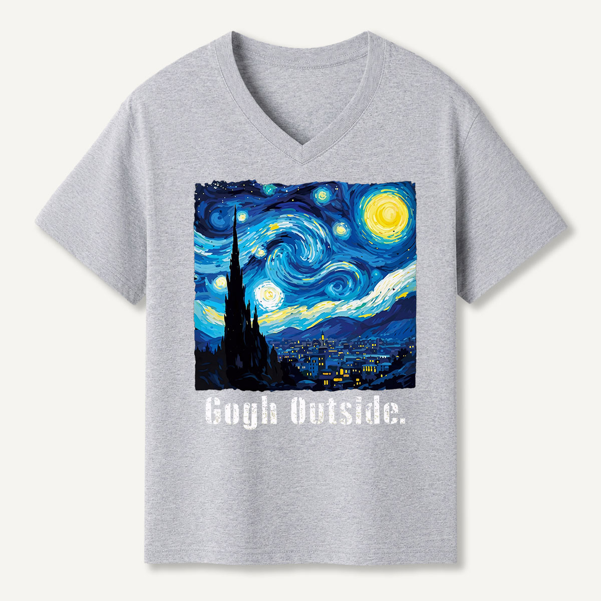 Swirl Night Sky Gogh Outside V-neck T-Shirt