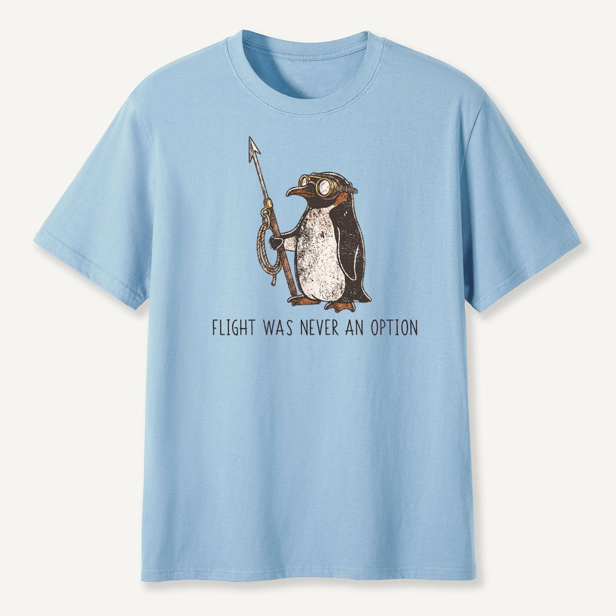 Flight Was Never An Option Aviator Harpoon Penguin T-Shirt
