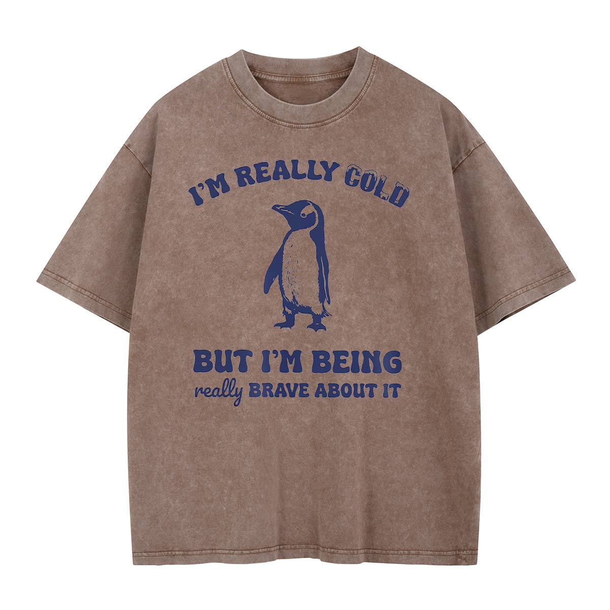 Really Cold Really Brave Penguin Washed T-Shirt