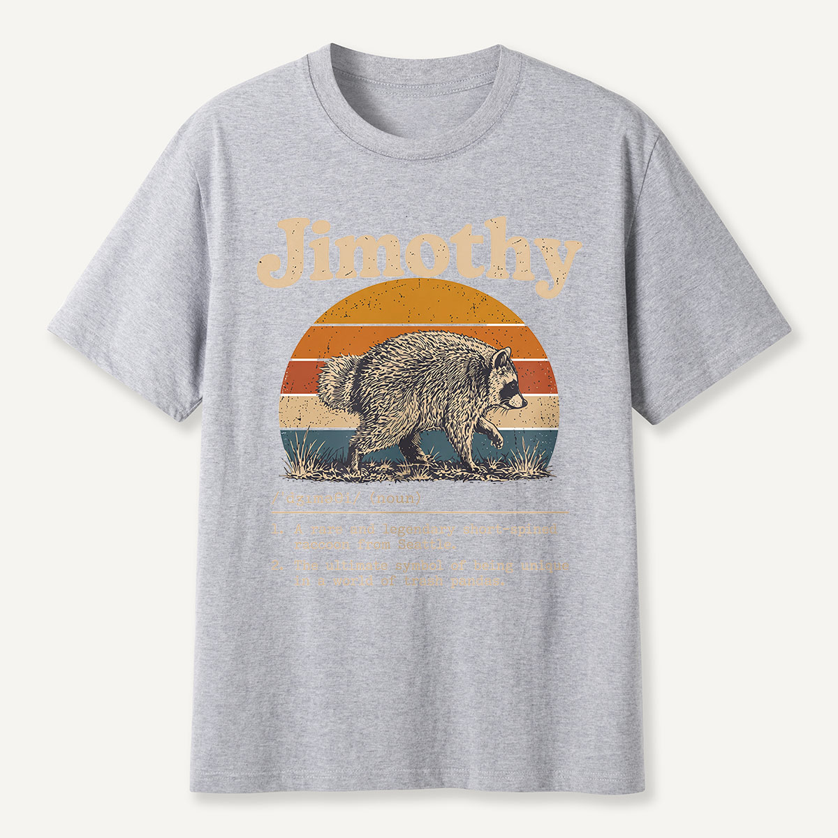 Jimothy Definition Retro Sunset Raccoon T-Shirt