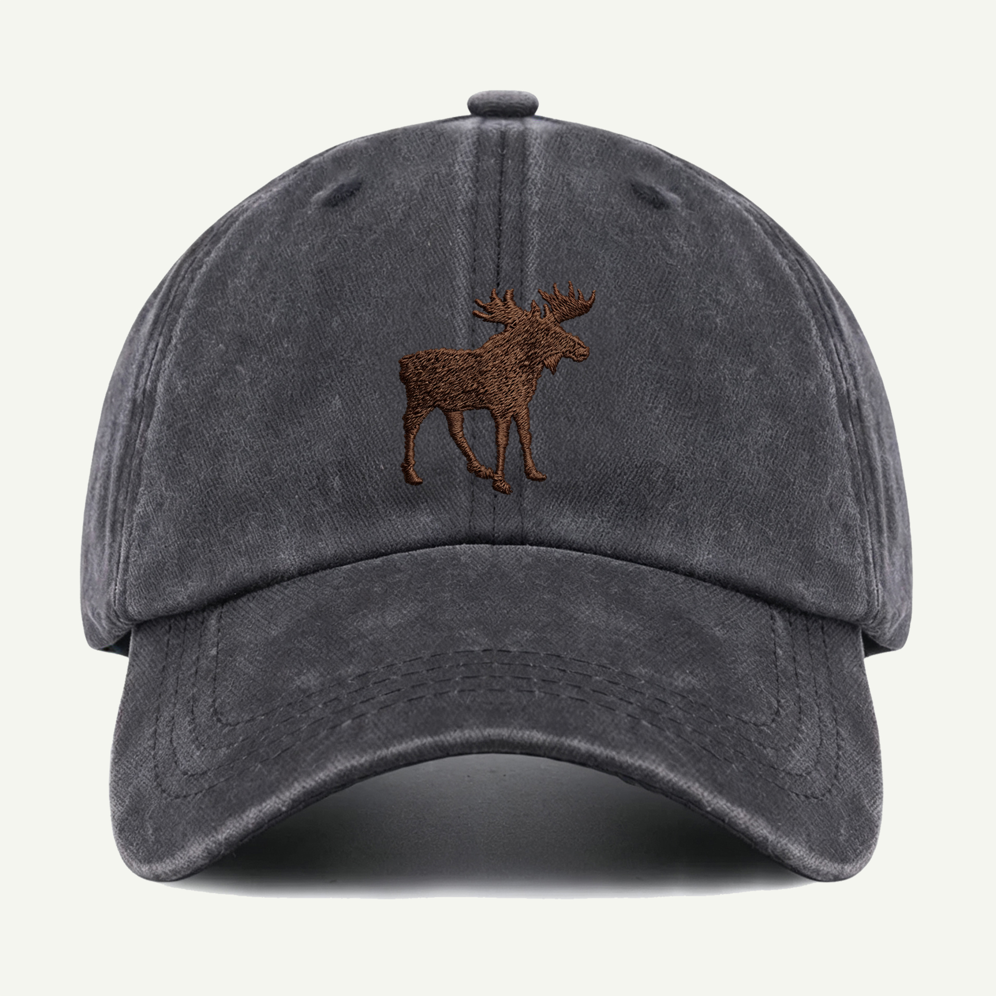 Woodland Moose Washed Embroidered Hat