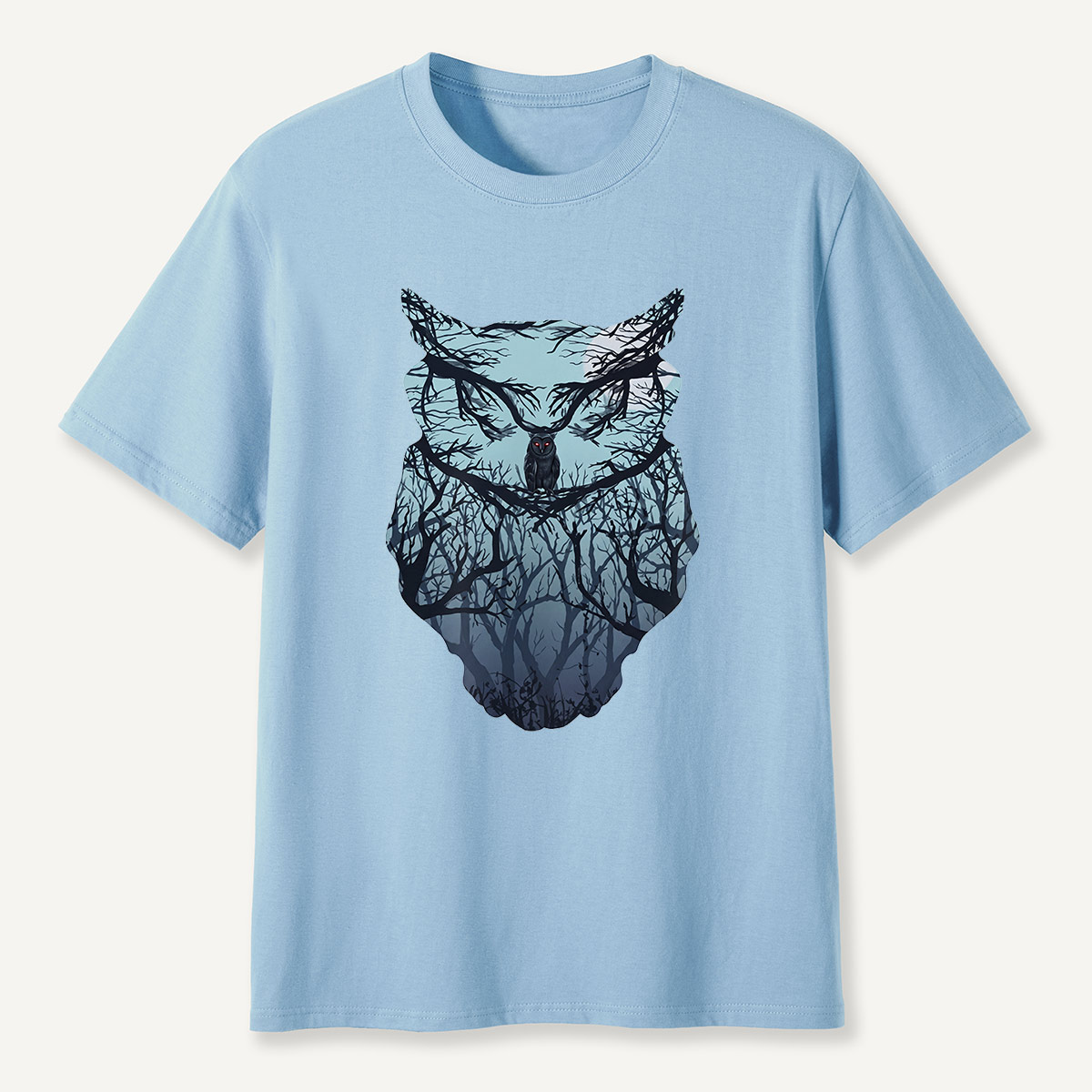 Midnight Forest Owl Double Exposure T-Shirt