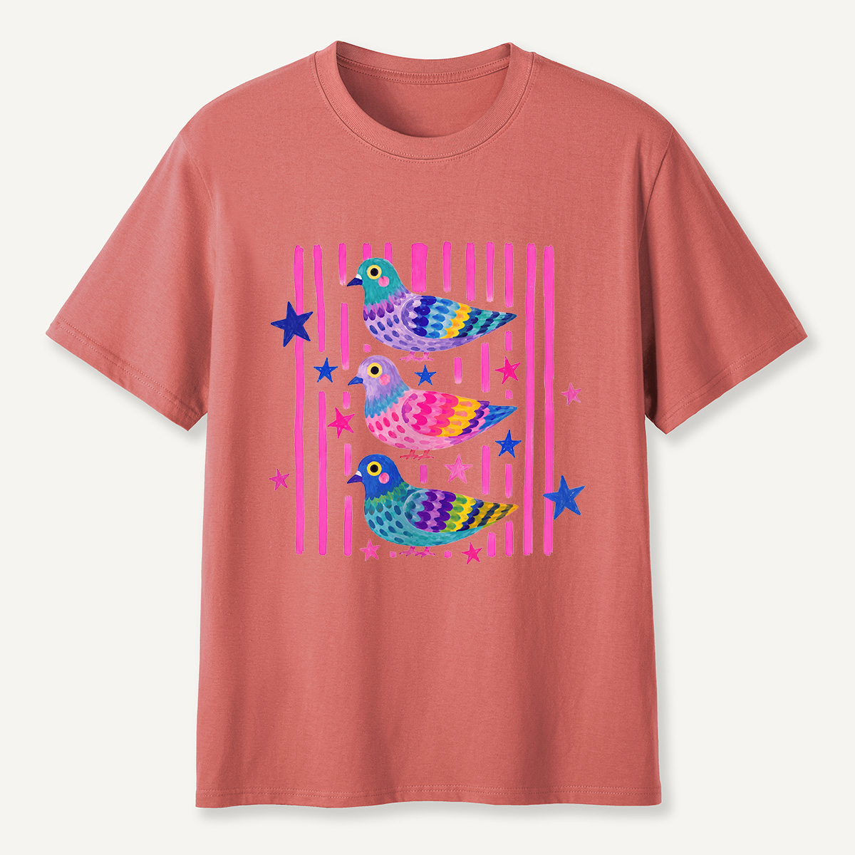 MDCTBYWY26072006 Colorful Pop Pigeon T-Shirt