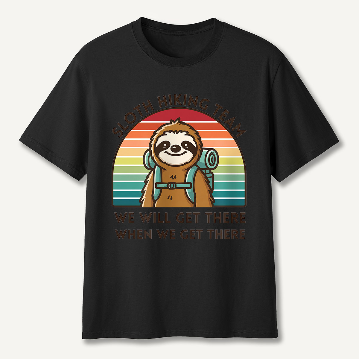 Sloth Hiking Team Retro Sunset T-Shirt
