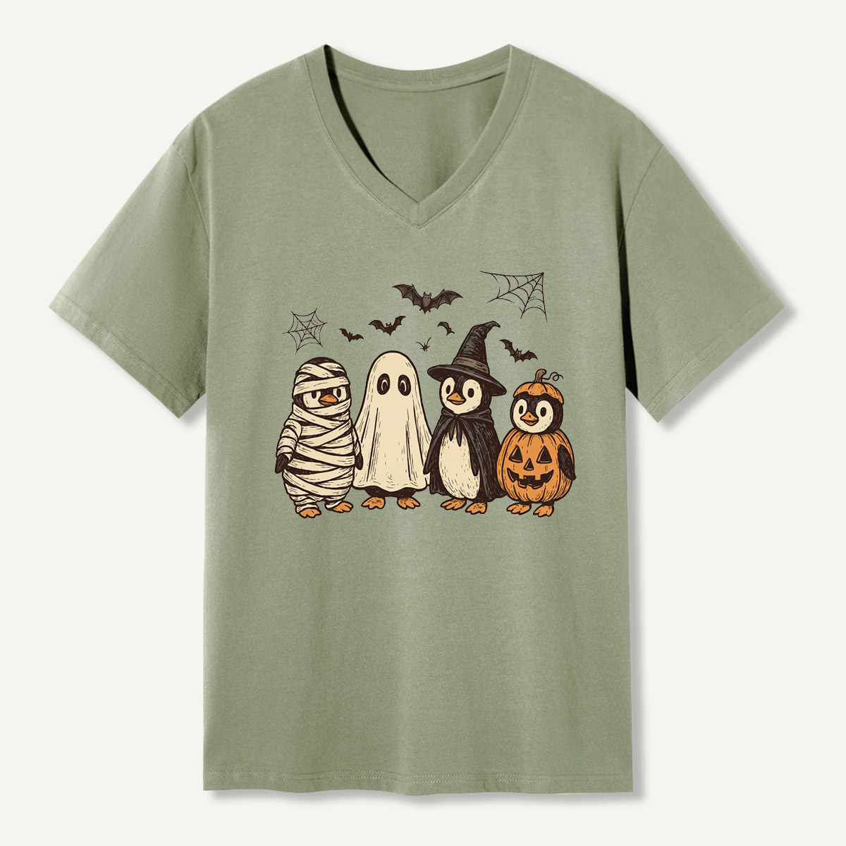 Halloween Penguin Costume Parade V-neck T-Shirt