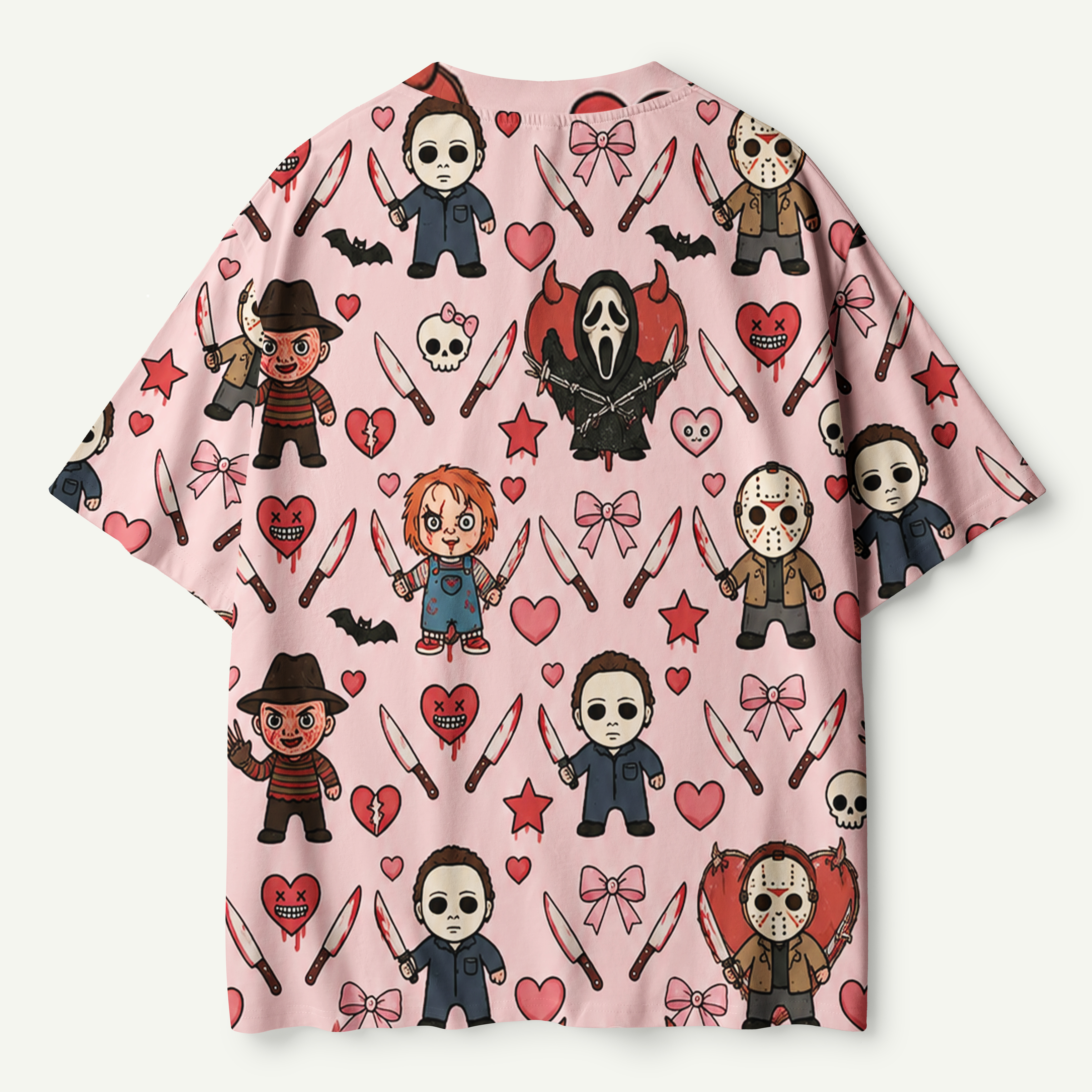 Pink Gothic Horror Character Pattern Premium Pure Cotton Tee