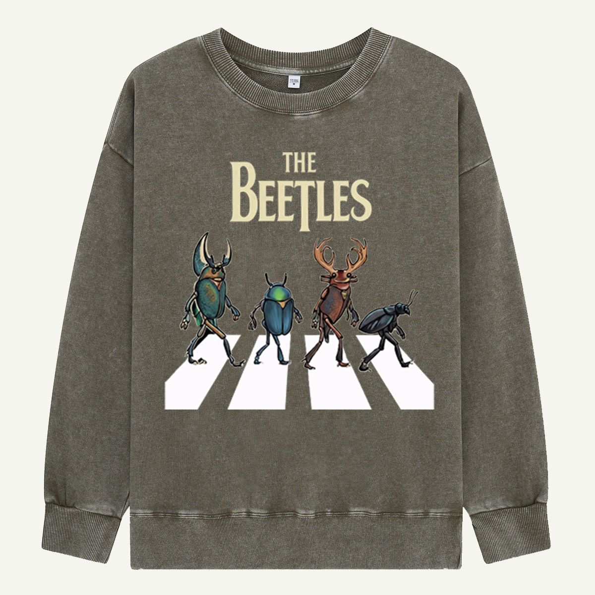The Beetles Funny Insect Band Washed Sweatshirts
