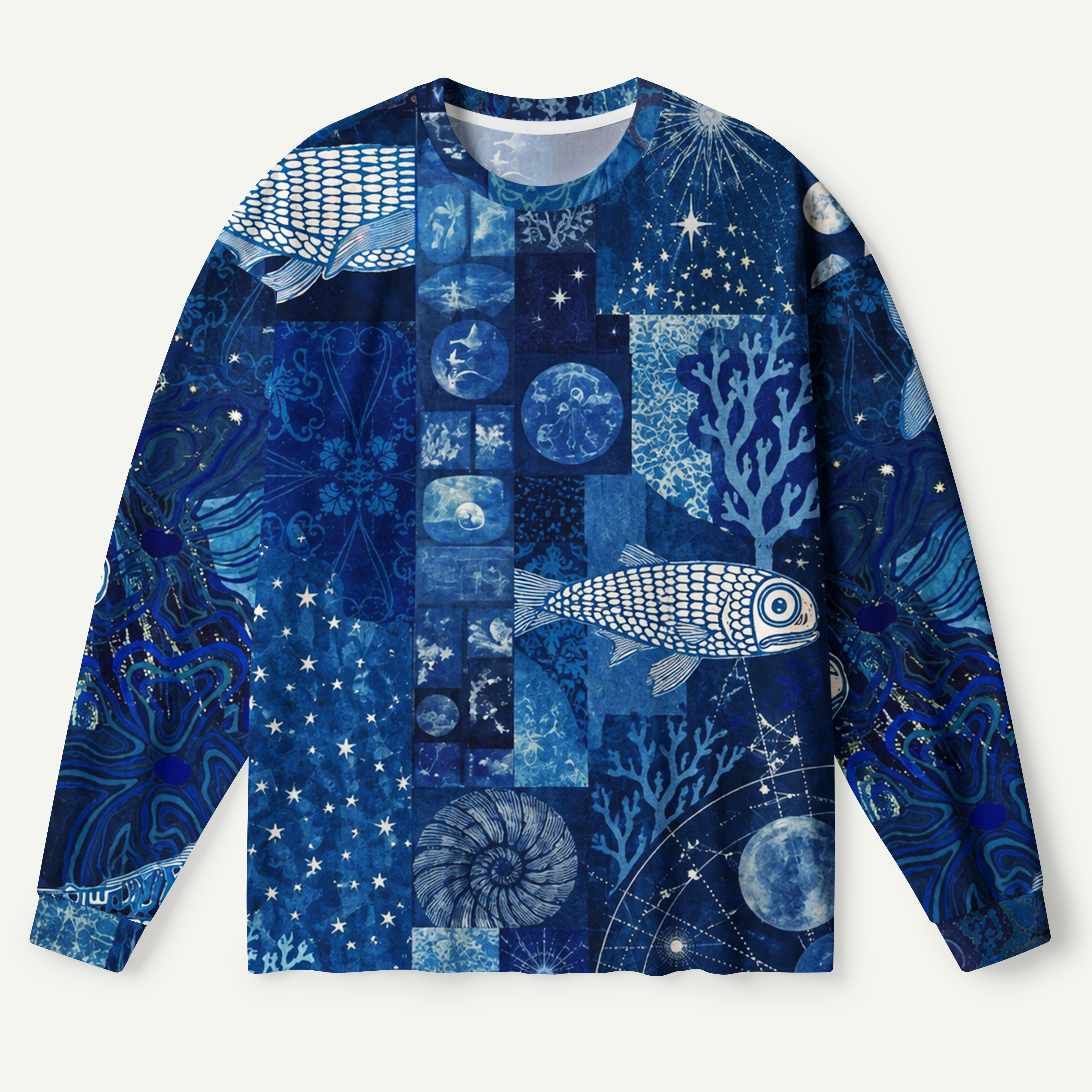 Midnight Sea Life Patchwork Premium Pure Cotton Long Sleeves