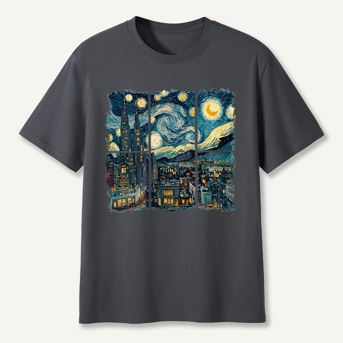 Swirl Night Sky Cityscape T-Shirt