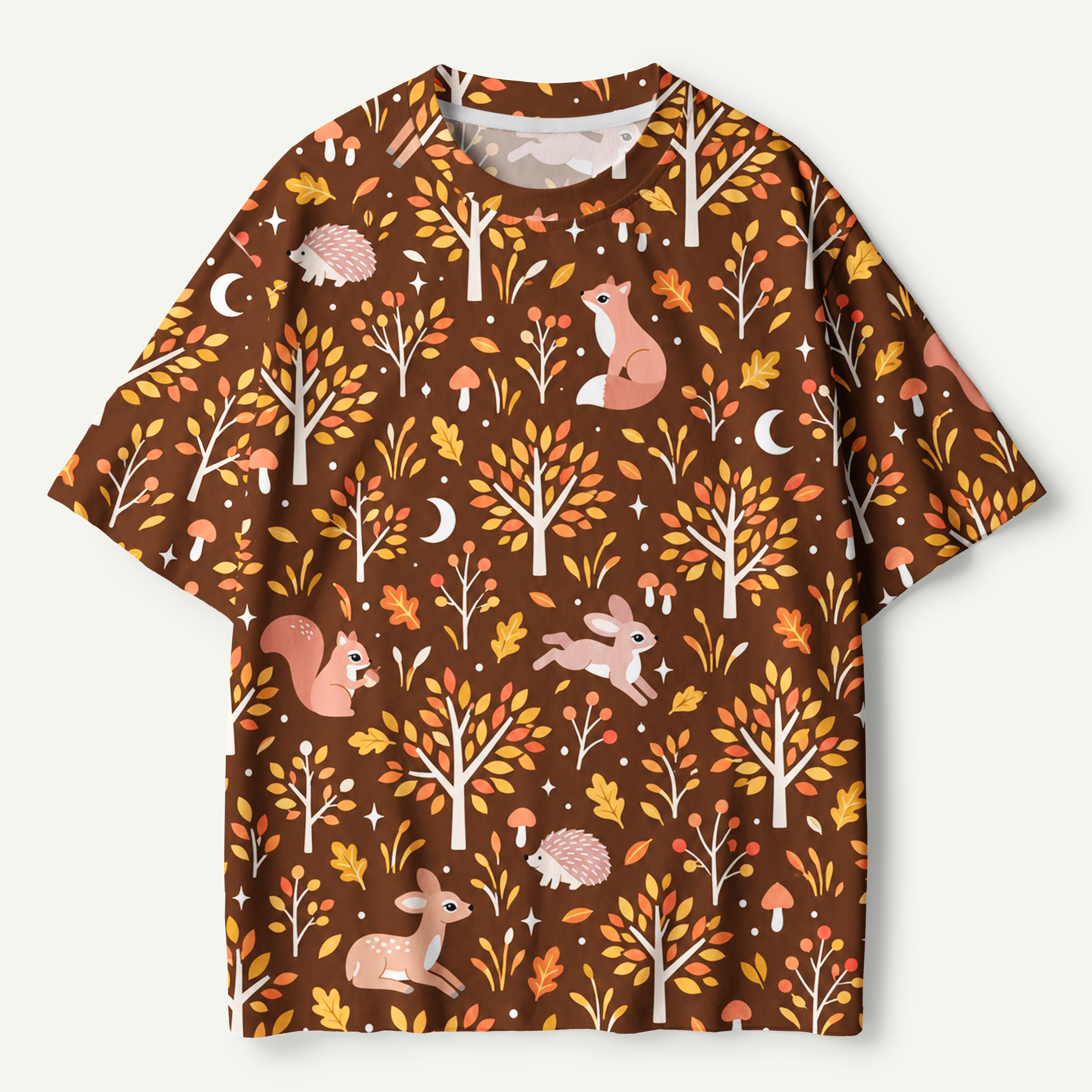 Autumn Forest Deer Fox Squirrel Woodland Scene Premium Pure Cotton Tee