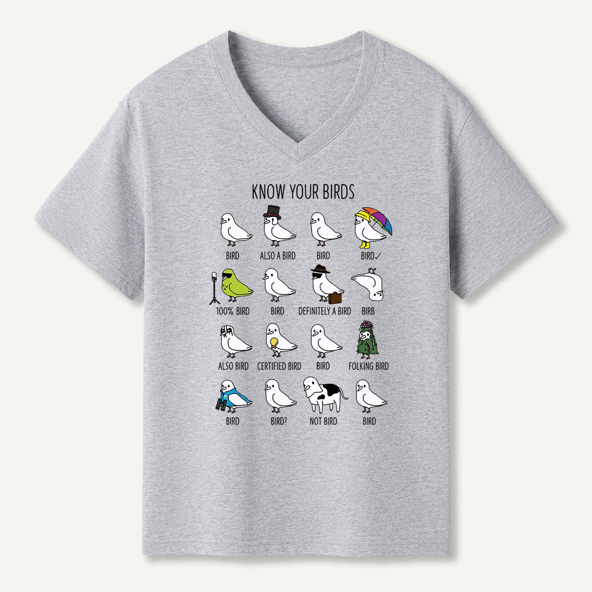 Know Your Birds Bird Chart V-neck T-Shirt