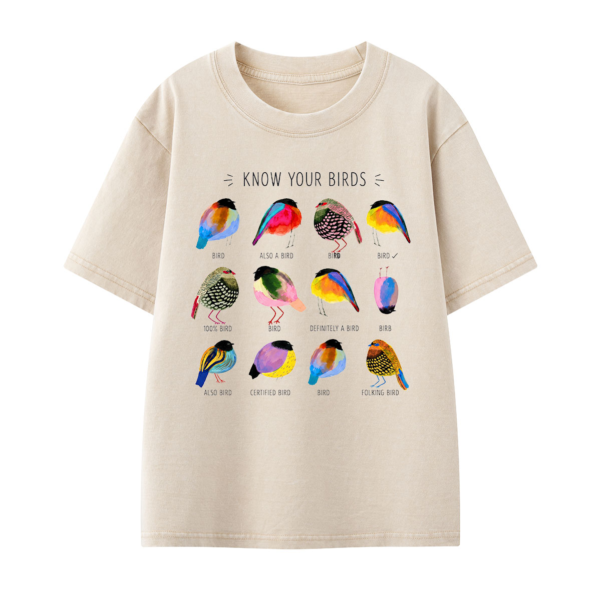 Colorful Bird Guide Kids Washed T-Shirt