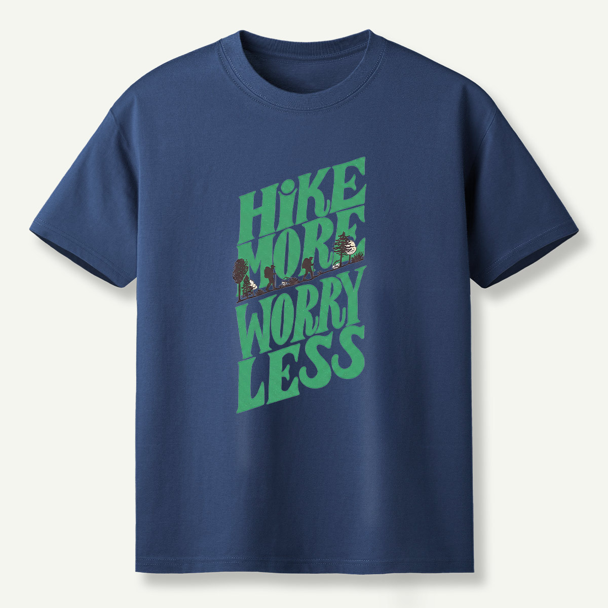 Hike More Worry Less Retro Outdoor Quote T-Shirt