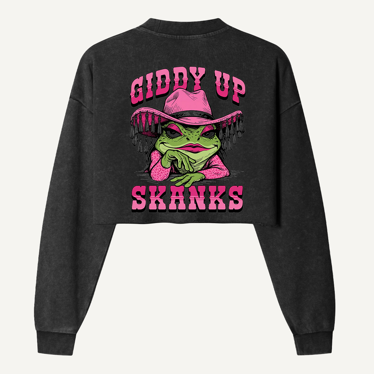 Giddy Up Shrimpies Western Shrimp Women's Washed Cropped Sweatshirt