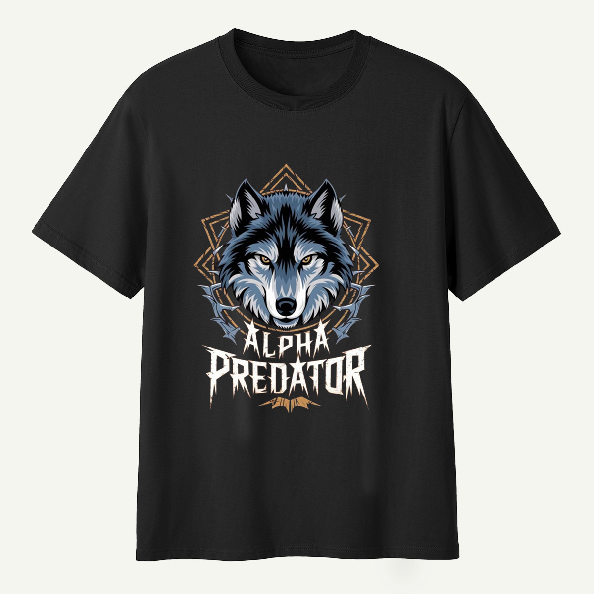Alpha Predator Wolf Head Geometric Wildlife Emblem T-Shirt