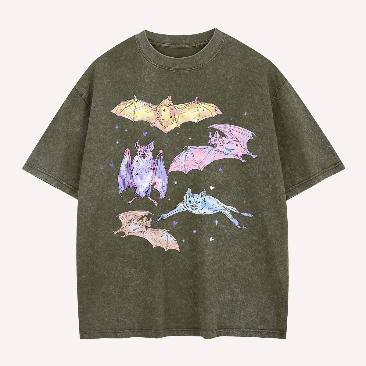 Pastel Bat Float Party Washed T-Shirt