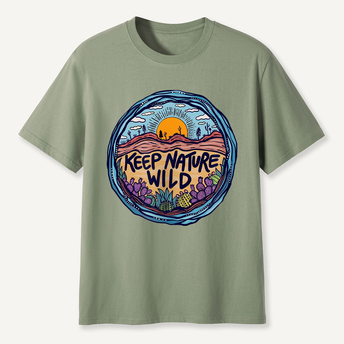 Desert Sunset Nature Badge Keep Nature T-Shirt