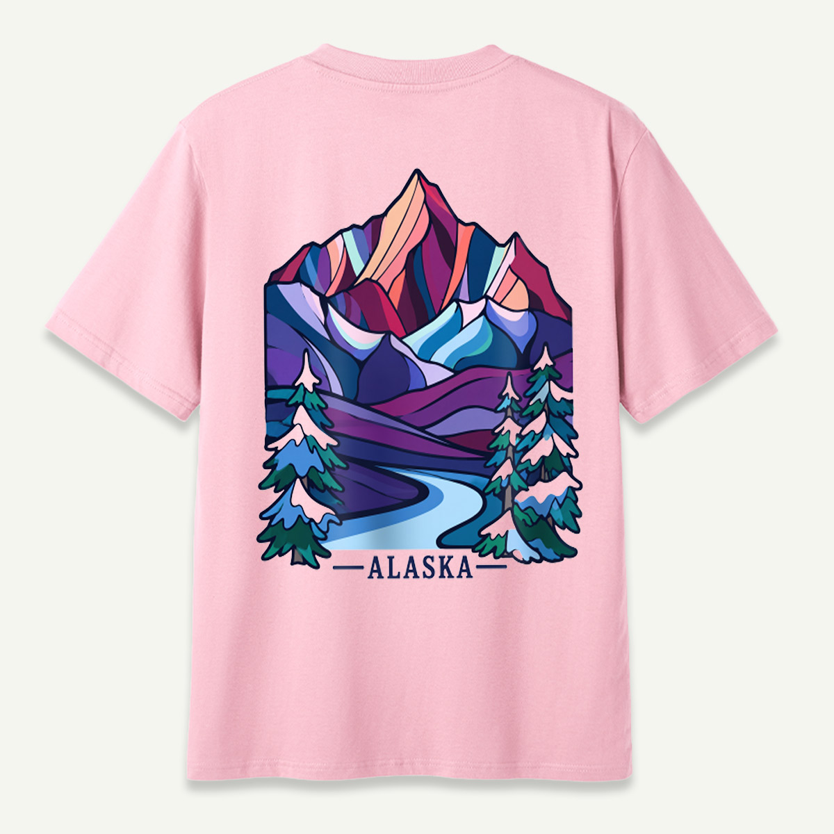 Alaska Abstract Mountain Winter Landscape T-Shirt