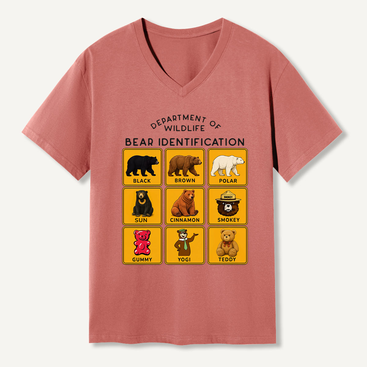 Department of Wildlife Bear Identification Gummy Bear V-neck T-Shirt