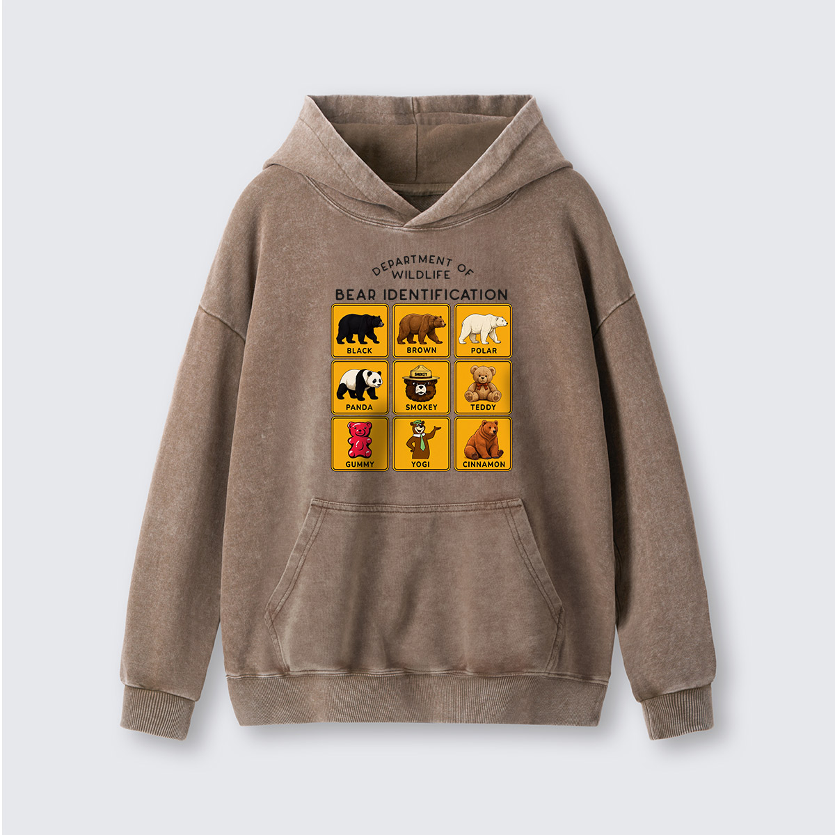 Department of Wildlife Bear Identification Grid Washed Hoodie