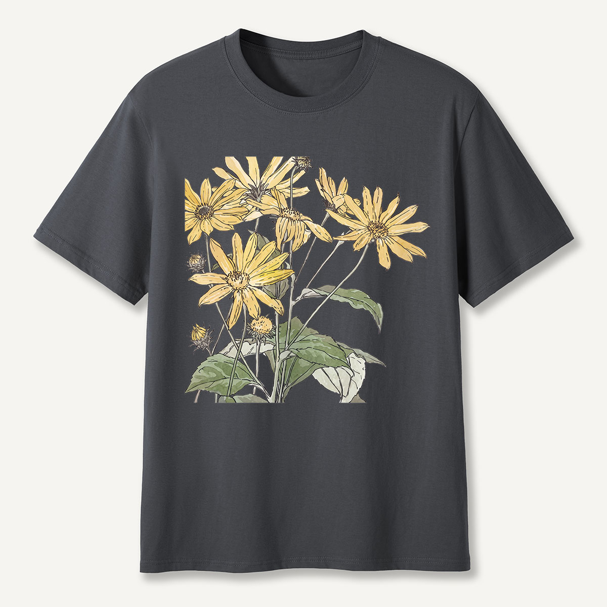 Yellow Wildflowers Botanical Illustration T-Shirt