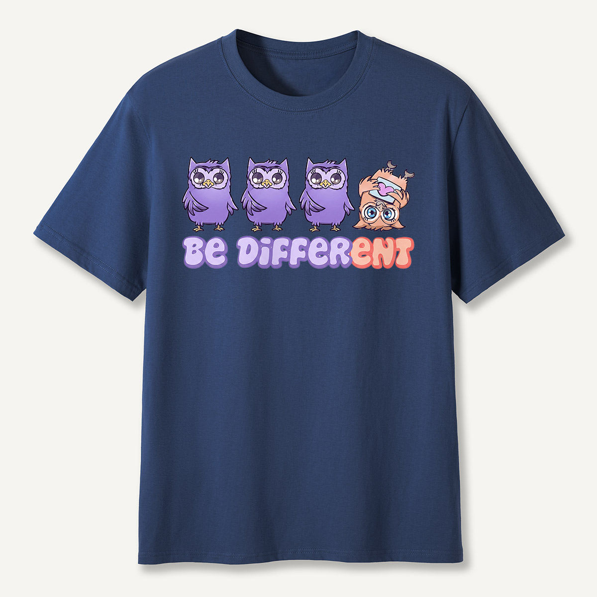 Be Different Cute Purple Owls  T-Shirt