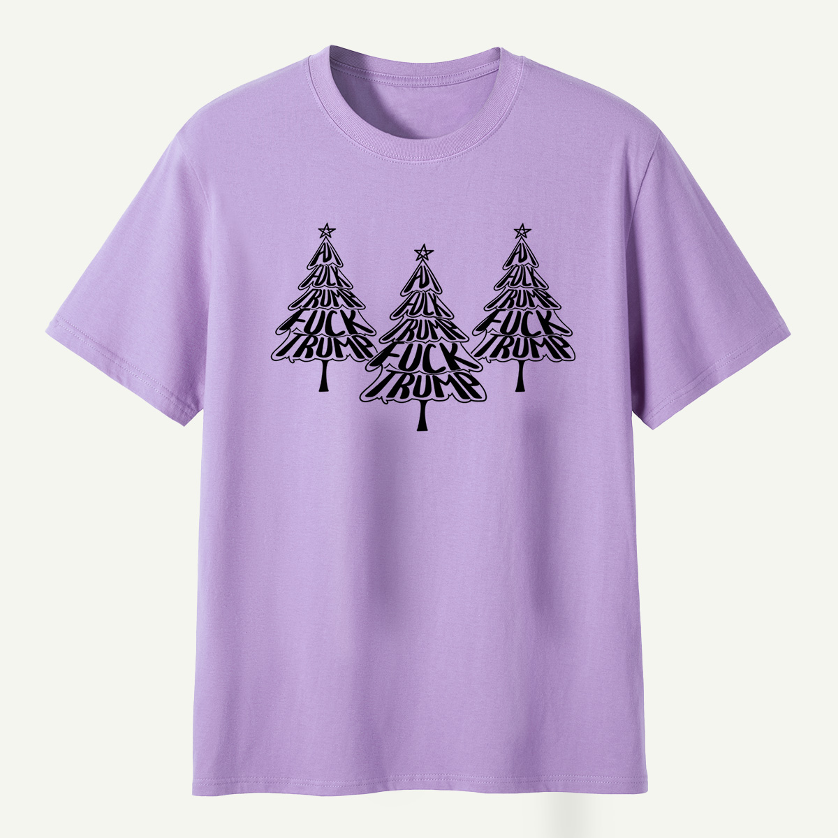 Fuck Trump Christmas Tree Typography T-Shirt