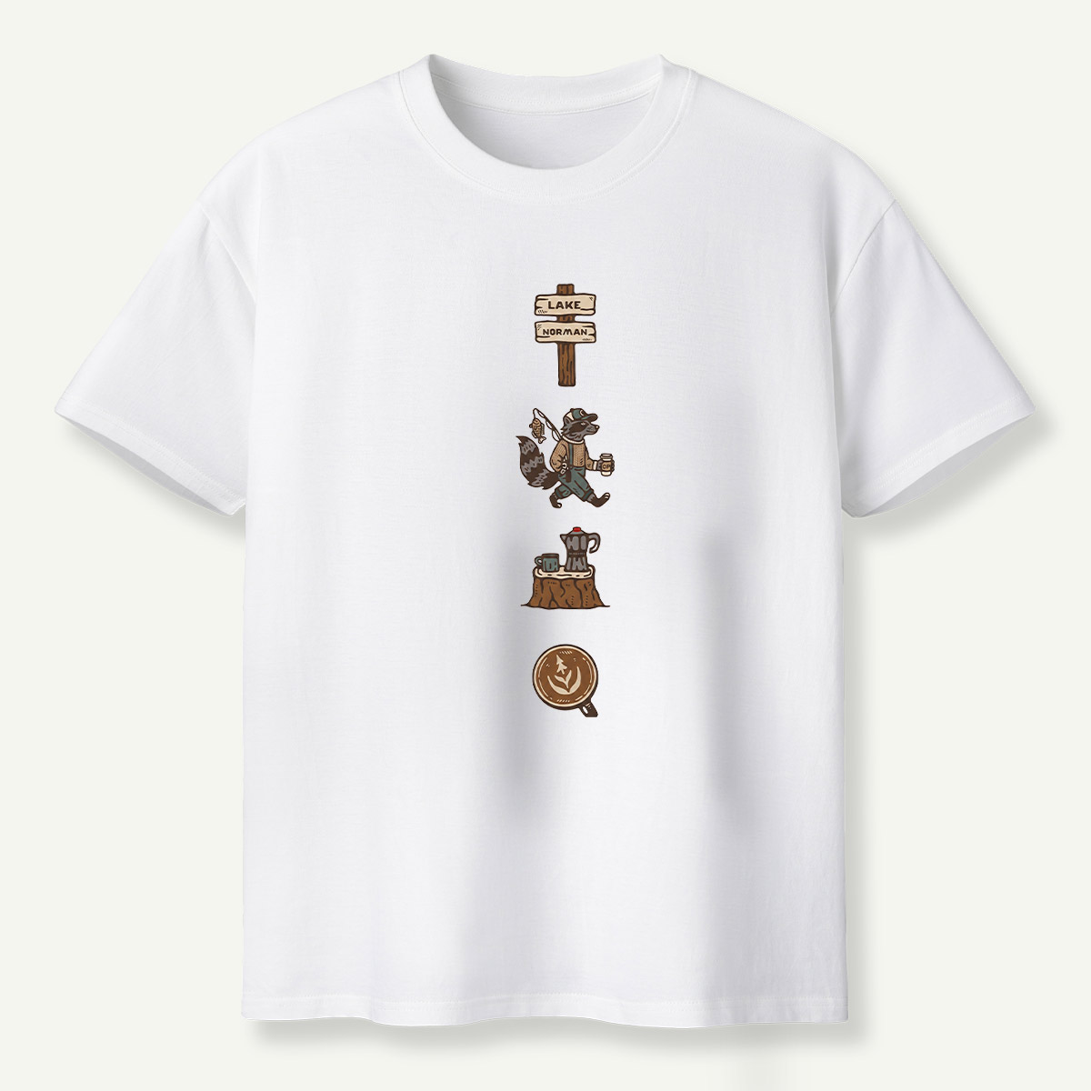 Lake Norman Raccoon Fishing And Coffee T-Shirt