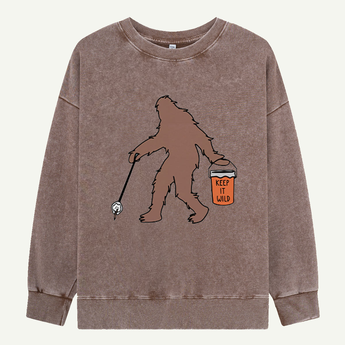 Bigfoot Carrying Coffee Mug Washed Sweatshirts