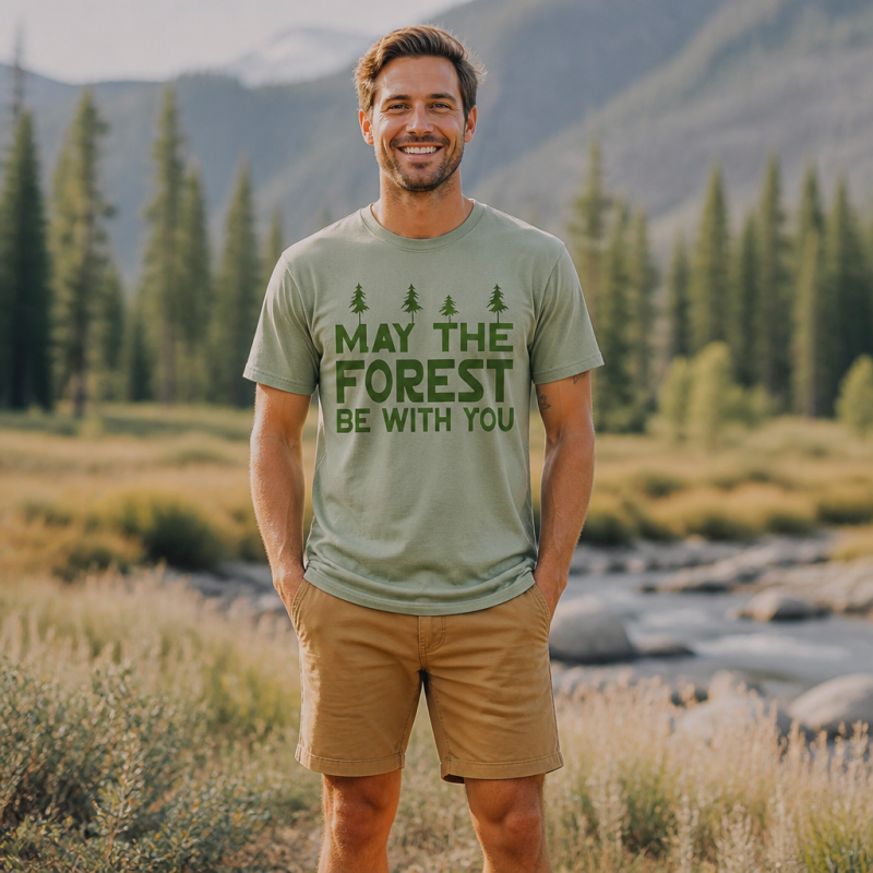 May the Forest Be With You Tree Line Mint T-Shirt