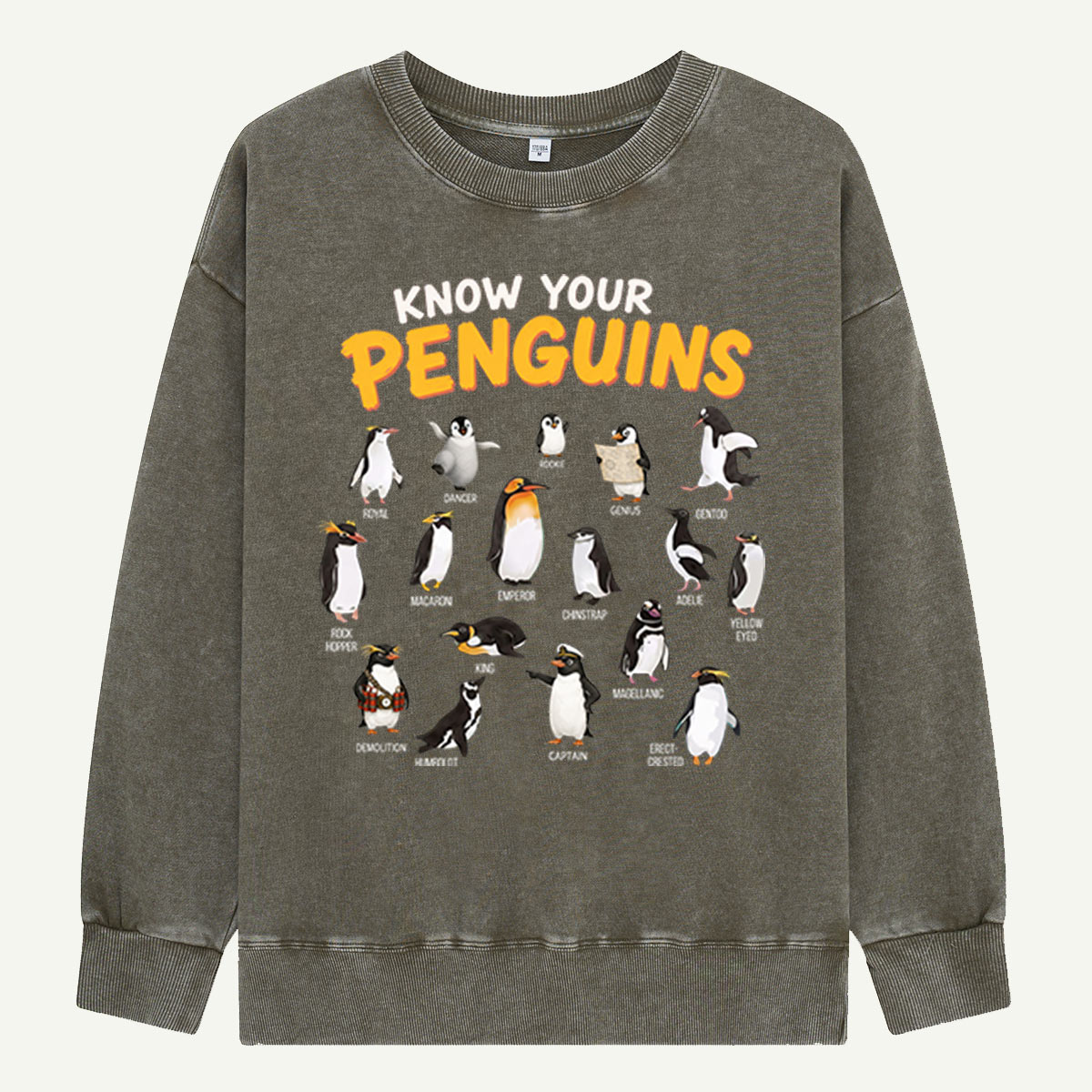 Know Your Penguins Penguin Species Washed Sweatshirts