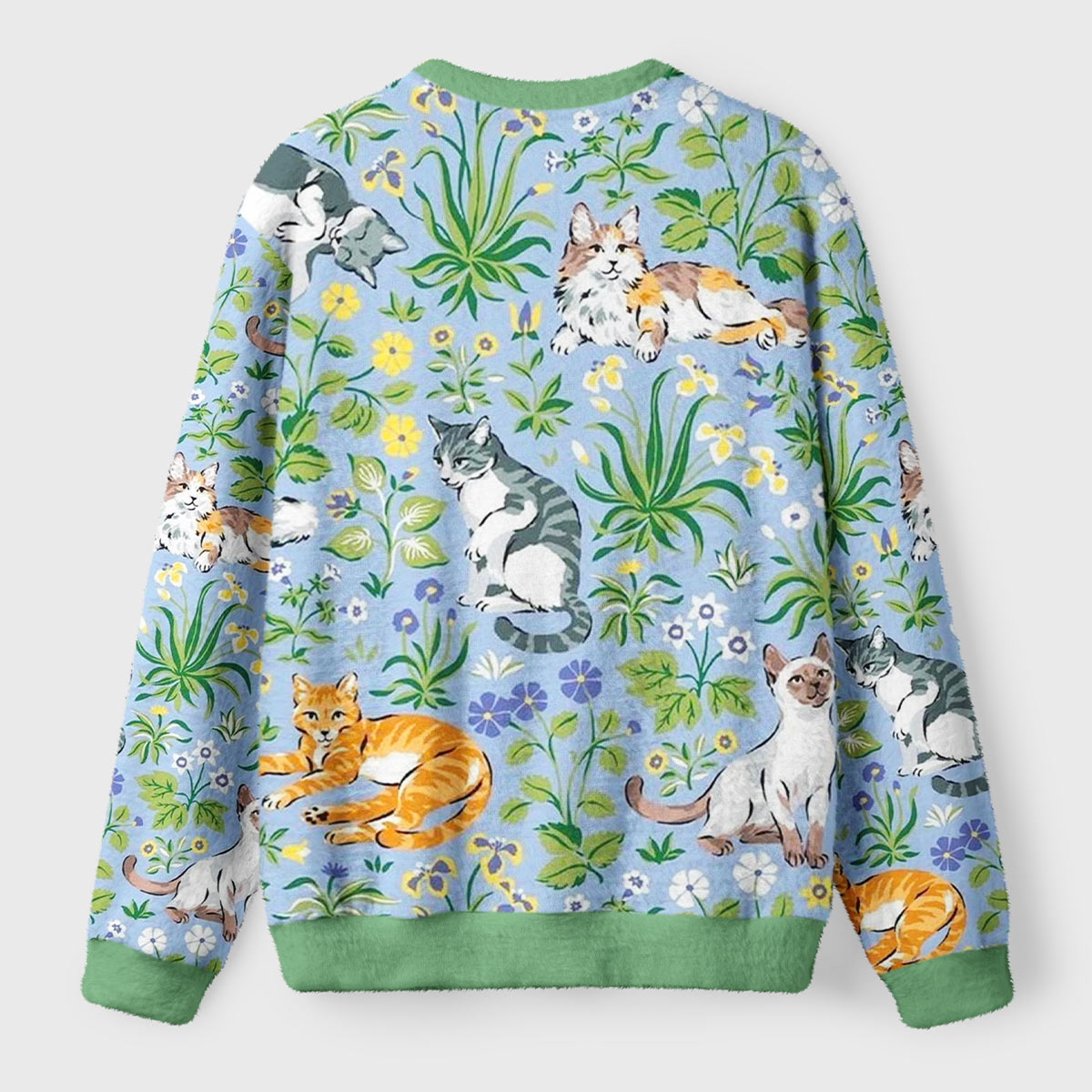 Cats in the Flower Patch Ugly Fuzzy Fleece Sweatshirt