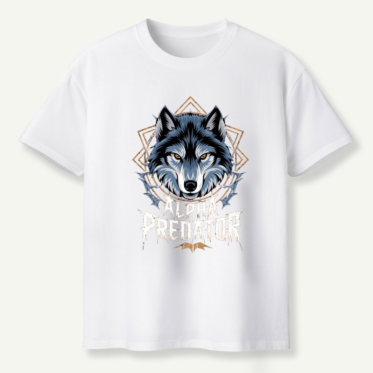 Alpha Predator Wolf Head Geometric Wildlife Emblem T-Shirt