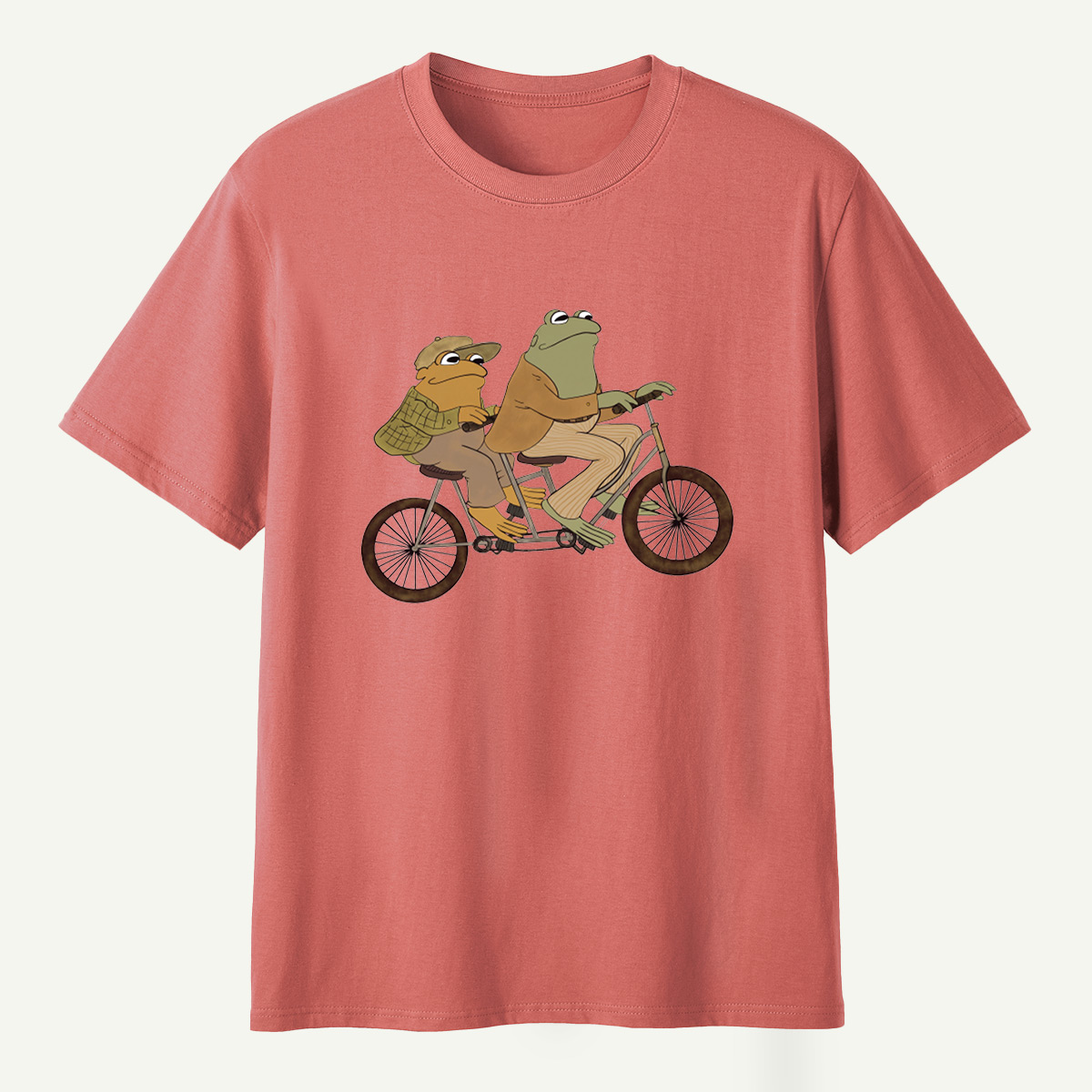 Vintage Frog Tandem Bicycle Whimsical Illustration T-Shirt