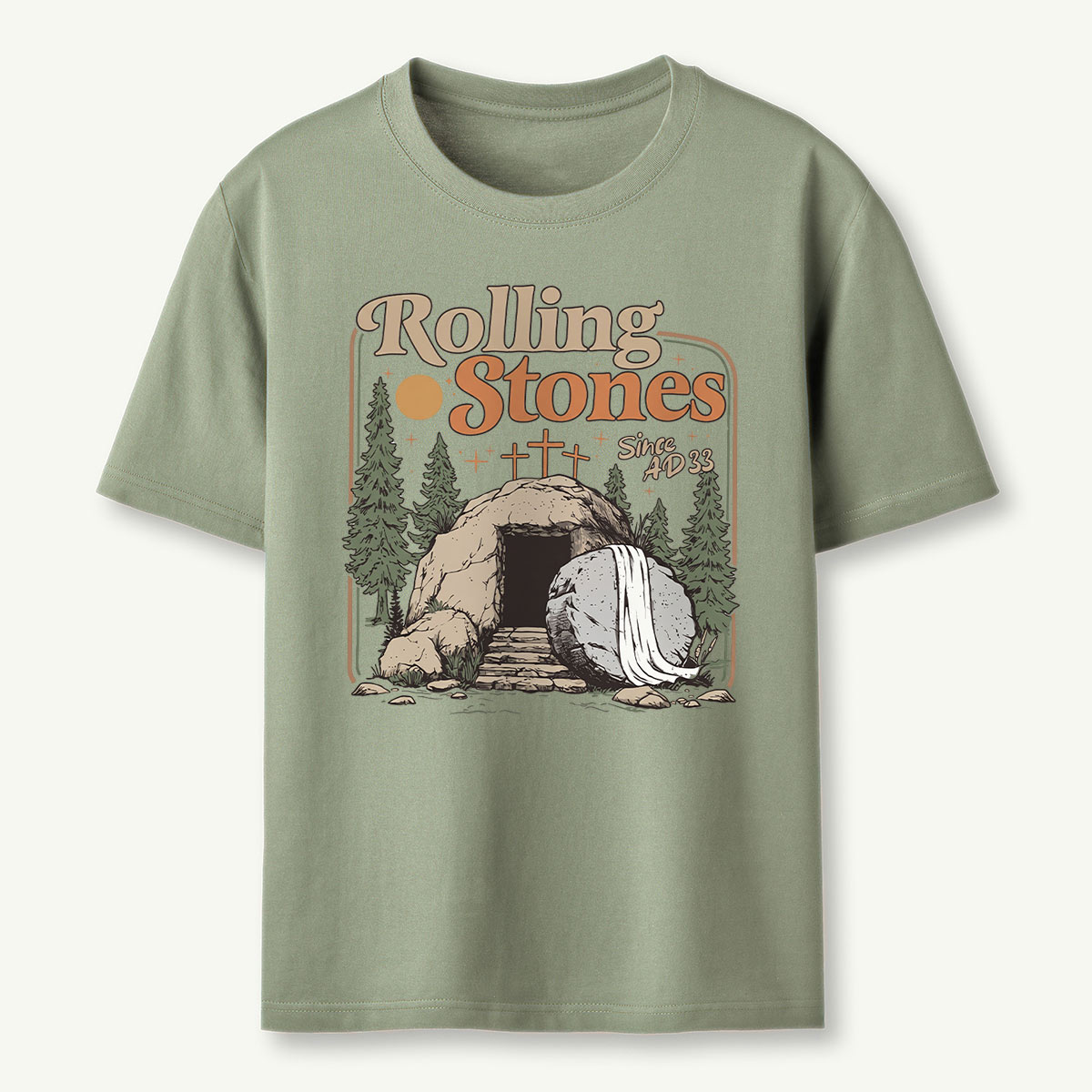 Retro Mountain Nature Cave and Stone T‑Shirt