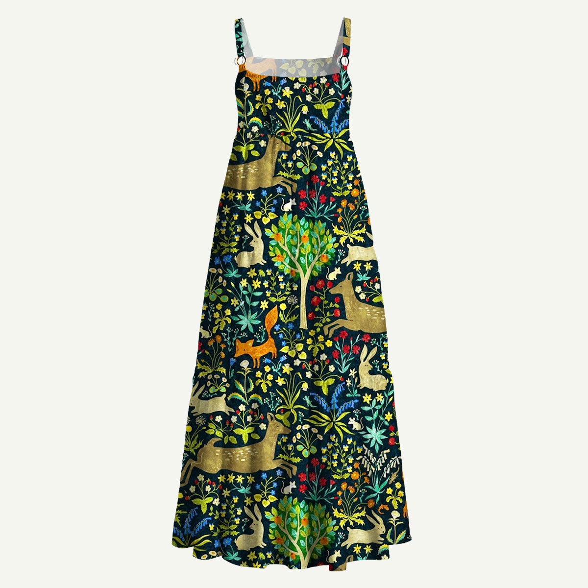 Enchanted Woodland Tapestry Straps Maxi Dress With Pockets