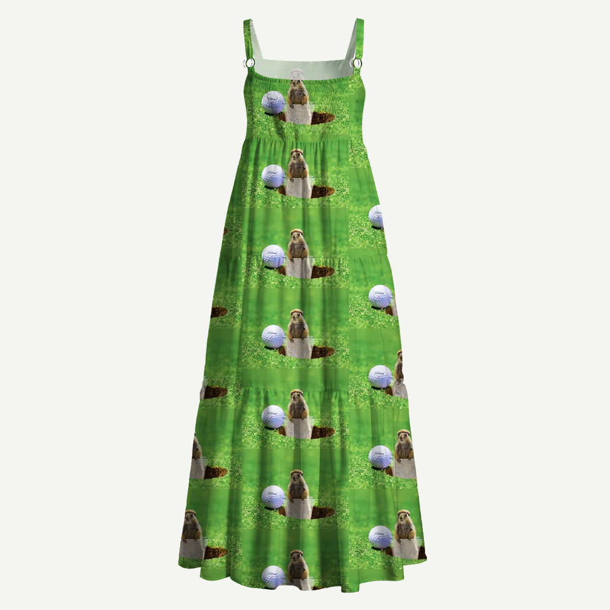 Whimsical Gopher Golf Straps Maxi Dress With Pockets