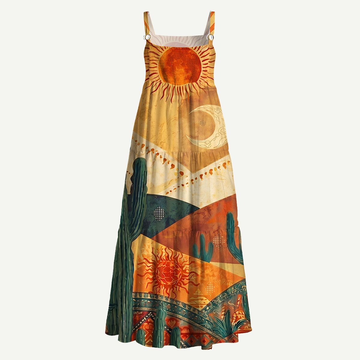 Desert Sun Bohemian Straps Maxi Dress With Pockets