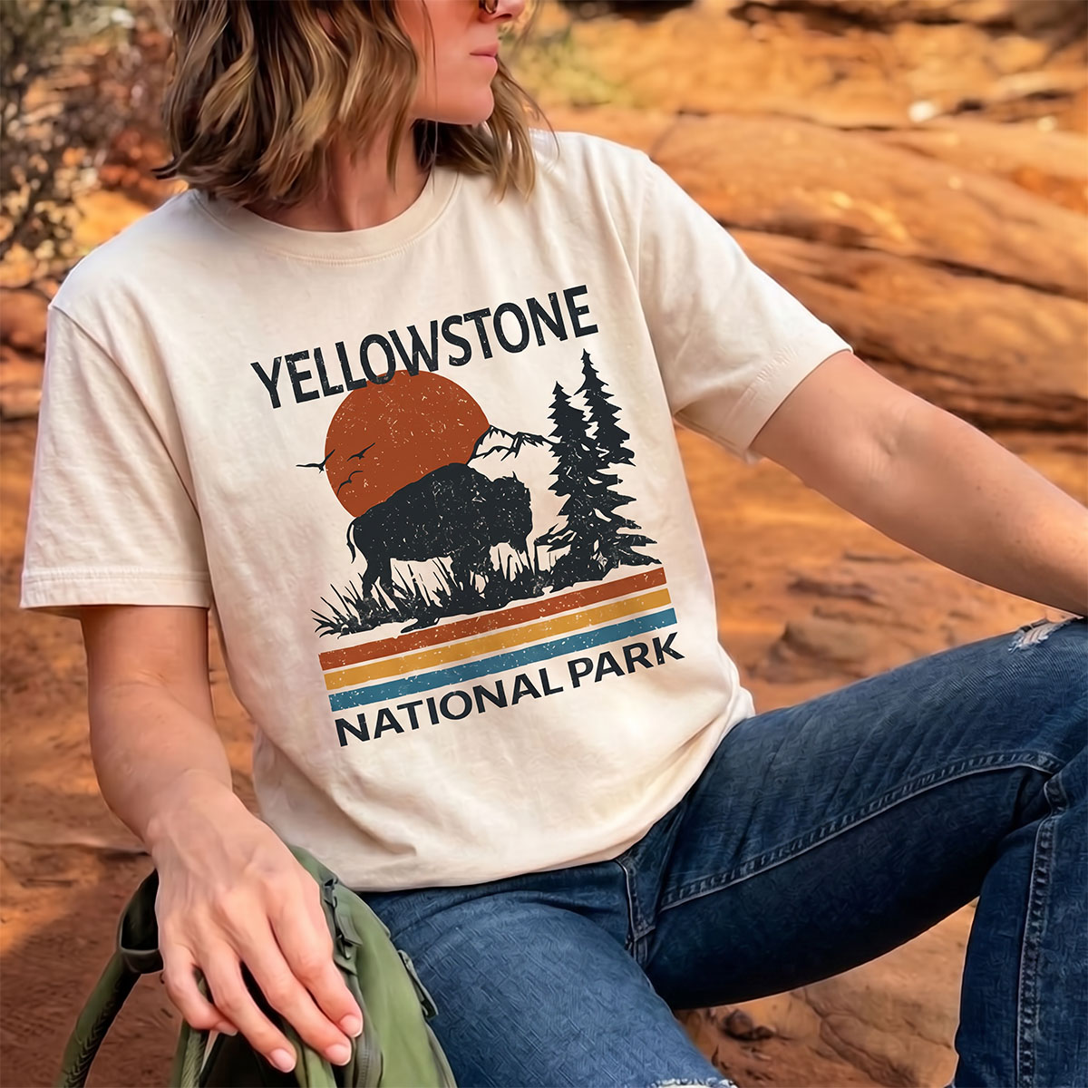 Vintage Yellowstone National Park Print T-Shirt
