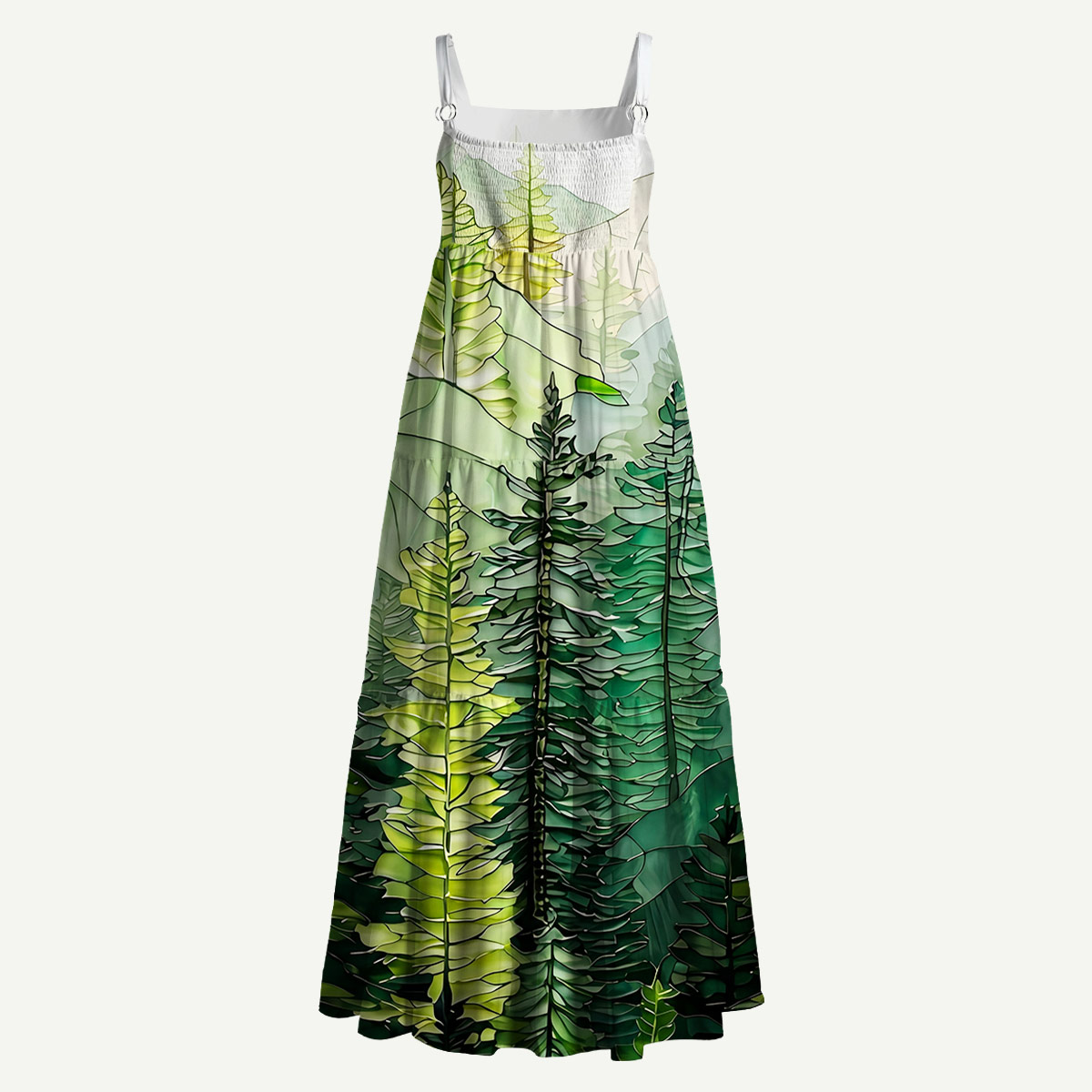 Pine Trees and Mountain Haze Straps Maxi Dress With Pockets