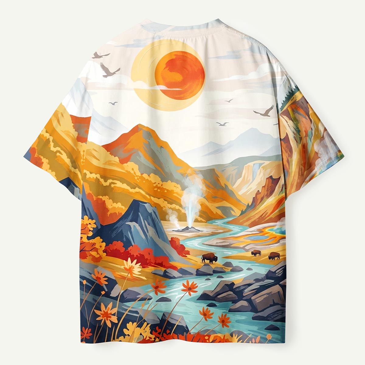 Yellowstone National Park Sunset Premium Eco All-Over Print T-Shirt