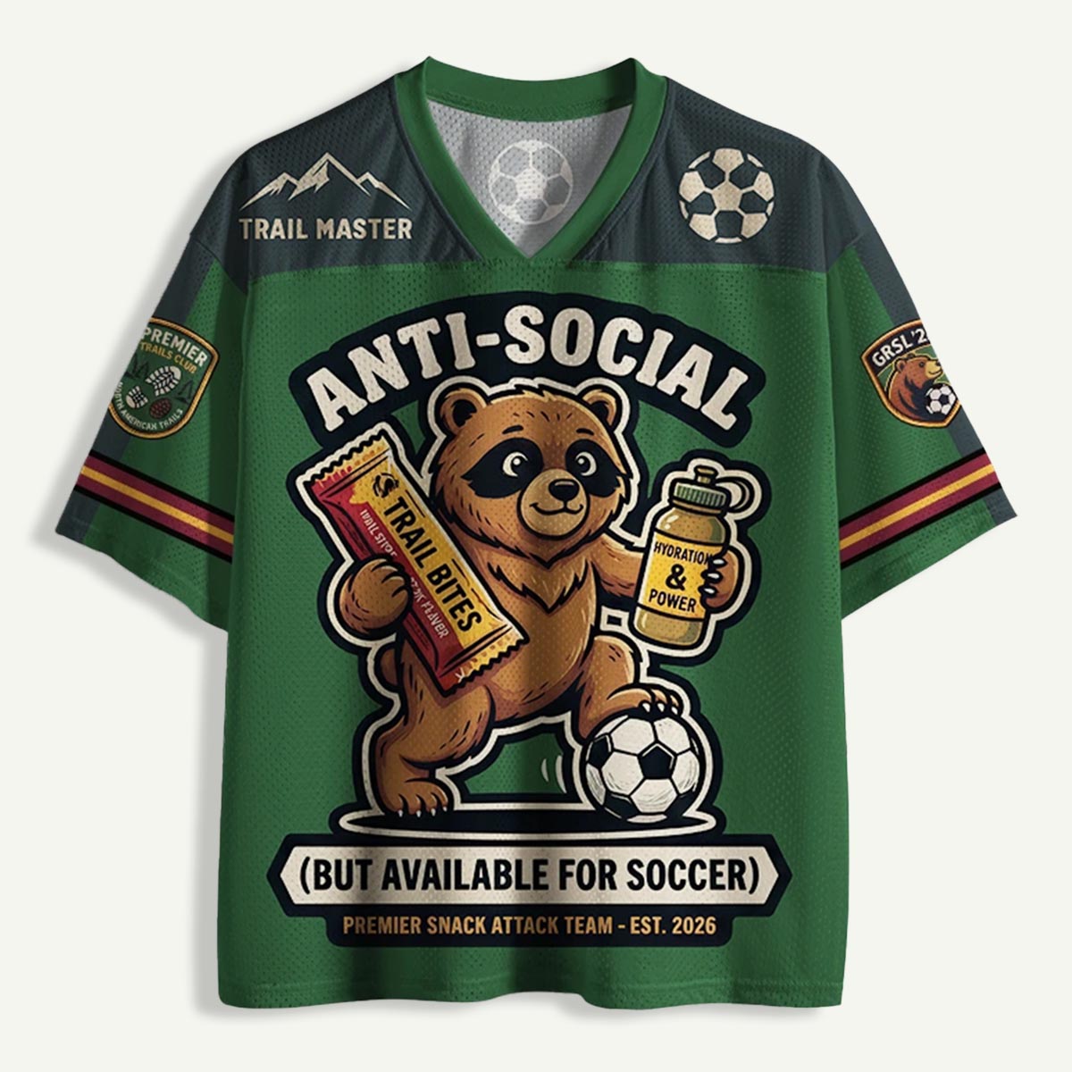 Anti‑Social But Available for Soccer Bear Mesh Jersey